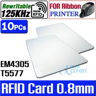 บัตร RFID แบบบาง 0.8mm ความถี่ 125KHz เปลี่ยน UID ได้  10ใบ ใช้กับเครื่องพิมพ์บัตรพลาสติก PVC แบบ ริบบ้อน (EM4305 T5577)