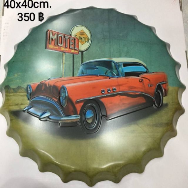 ป้ายสังกะสี ฝาเบีย แขวนผนัง Motel