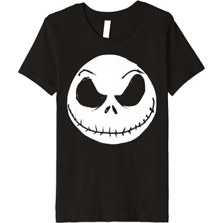 เสื้อยืดคอกลม ผ้าฝ้าย พิมพ์ลาย Disney The Nightmare Before Jack Skellington Face Premium hort สําหรับผู้ชาย SDF2FR4753 S