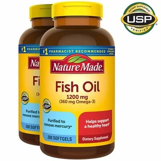 Nature Made Fish Oil ฟิชออย 1200 mg 300 Softgels 360 mg Omega-3 Exp.02/28