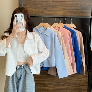 เสื้อเชิ้ตแขนยาว สีขาว สไตล์ฝรั่งเศส เหมาะกับฤดูใบไม้ร่วง สําหรับผู้หญิง