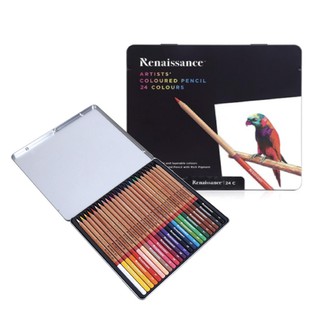 Renaissance สีไม้ ดินสอสีไม้ เกรดอาร์ตติส รุ่น 24 สี กล่องเหล็ก