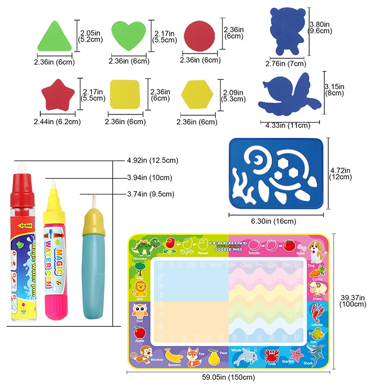 Big Size Magic Water Drawing Mat Coloring Doodle Carpet with 4 Magic