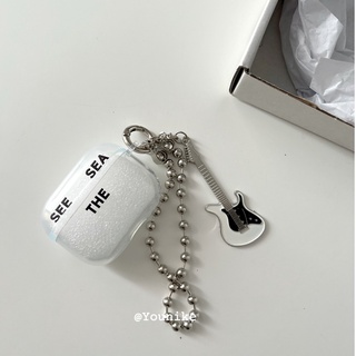 Y2k เคสหูฟังบลูทูธไร้สาย แบบนิ่ม ลายกีตาร์อเมริกันย้อนยุค พร้อมสายโซ่ สําหรับ 1/2  pro3