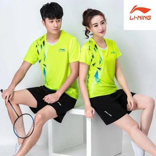 Li Ning ชุดกีฬาแบดมินตัน เสื้อผ้าเทนนิส วอลเลย์บอล สําหรับผู้ชาย และผู้หญิง