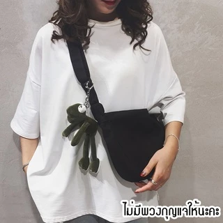 (ส่งด่วน)xspeedfashion(X1746) กระเป๋าผ้าสะพายข้างมีซิปผ้าแคนวาส