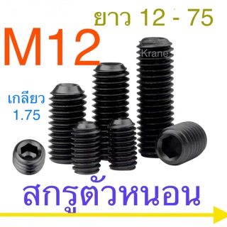 สกรูตัวหนอน ดำ M12 เกลียว 1.75 ยาว 12 - 75