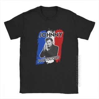 เสื้อยืดคอกลม ผ้าฝ้าย พิมพ์ลาย Johnny Hallyday Forever สไตล์วินเทจ สําหรับผู้ชายS-5XL