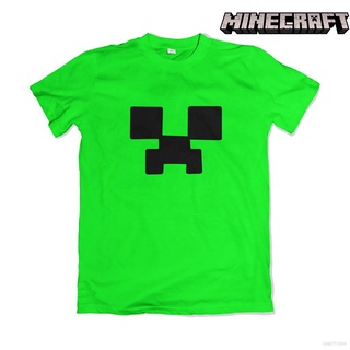 tshirtเสื้อยืดคอกลมฤดูร้อนเสื้อยืดแขนสั้นลําลอง ทรงหลวม พิมพ์ลายการ์ตูน Minecraft Creeper Face พลัสไซซ์ แฟชั่นสําหรับผู้