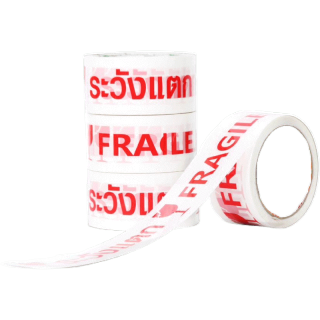 Thai KK® เทประวังแตก Fragile Tape พื้นขาว-พิมพ์แดง 2 นิ้ว x 18 หลา (1 ม้วน)