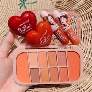 เซตแต่งหน้า Kiss Beauty Mini Peach 5 ชิ้น ลิปกลอส ลิปจุ่ม บ​ลัช​ออน​ อายแชโดว์