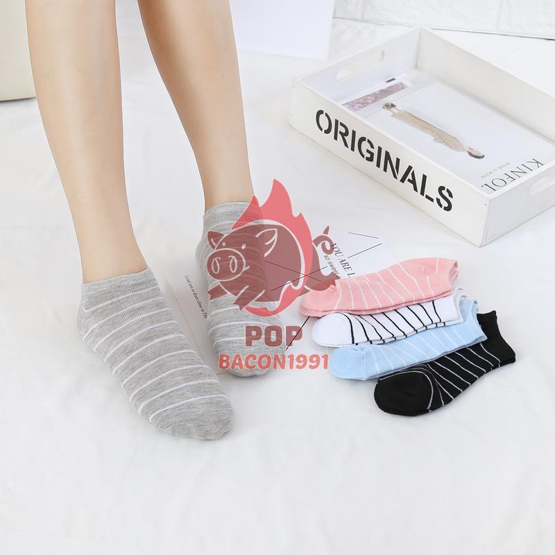 ถุงเท้าลายเส้น 🍇 น่ารัก สีพาสเทล ผ้าบางเบา ไม่อึดอัด 🧦 pb99