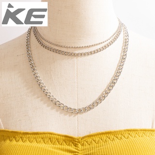 Hip Hop Necklace MultiSilver Punk Thick Chain Cuban Simple Ladies Necklace for girls for women
