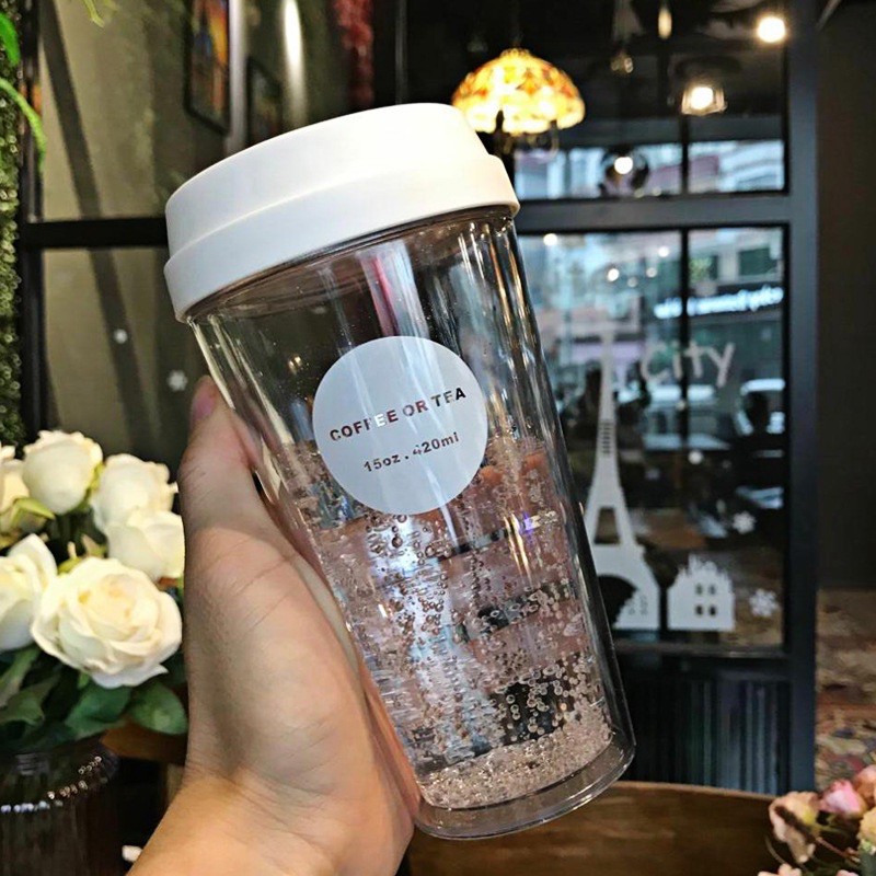 แก้วกาแฟ2ชั้น แก้วมัทฉะ Tumbler หนา2ชั้น มินิมอล เป็นแก้วน้ำผลิตจากพลาสติกเนื้อดี พร้อมส่ง🇹🇭
