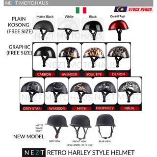 Nezt หมวกกันน็อค แบบครึ่งใบ สไตล์เรโทร ฮาร์เลย์ ฟรีไรเดอร์ คาเฟ่ เรเซอร์ กราฟิก ใหม่