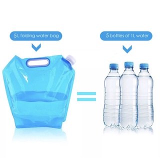 ถุงใส่น้ำ ถุงใส่น้ำแคมป์ Foldable water bag ถุงใส่น้ำพกพา ขนาด 5L  ถุงใส่น้ำเดินทาง ถุงใส่น้ำในรถ ถุงน้ำแคมปิ้ง T1903