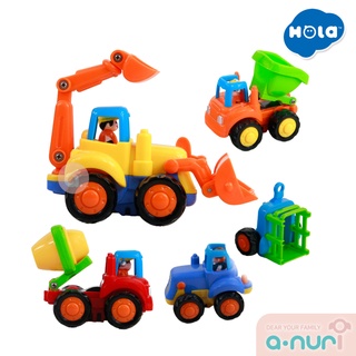 Hola [HuileToys] รถจิ๋วก่อสร้างมหาสนุก Happy tractor bulldozer mix truck dumper รถตัก รถแทรกเตอร์ รถบรรทุก รถผสมปูนไถ