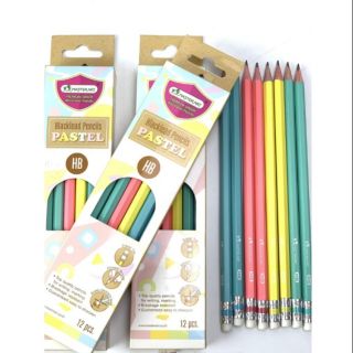 MASTERART ดินสอไม้ HB มาสเตอร์อาร์ต รุ่น สีพาสเทล จำนวน 12 แท่ง/กล่อง