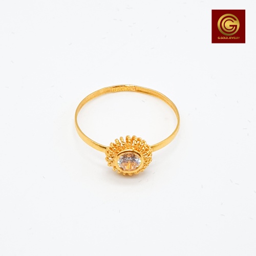 [🎁แลกซื้อ สร้อยเงิน|9บาท] GGOLD แหวนทองคำแท้ 96.5%แท้ นน.1.0 กรัม ลายเพชรพิกุล-CZ [G-00544]