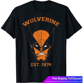 Marvelเสื้อยืดแขนสั้น Marvel X-Men Wolverine Orange Collegiate Vintage T-Shirt Marvel Mens Womens T-shirts