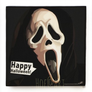 Scream ผี สครีม Halloween ฮาโลวีน หน้ากากผี หนังฆาตกรโรคจิต หนัง รูปภาพ​ติดผนัง pop art กรอบรูป แต่งบ้าน ของขวัญ รูปภาพ