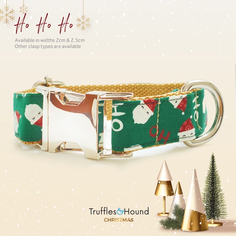 Christmas HOHOHO สร้อยคอสุนัขและแมวสัตว์ (มีขนาดกว้าง 2cm & 2.5cm)