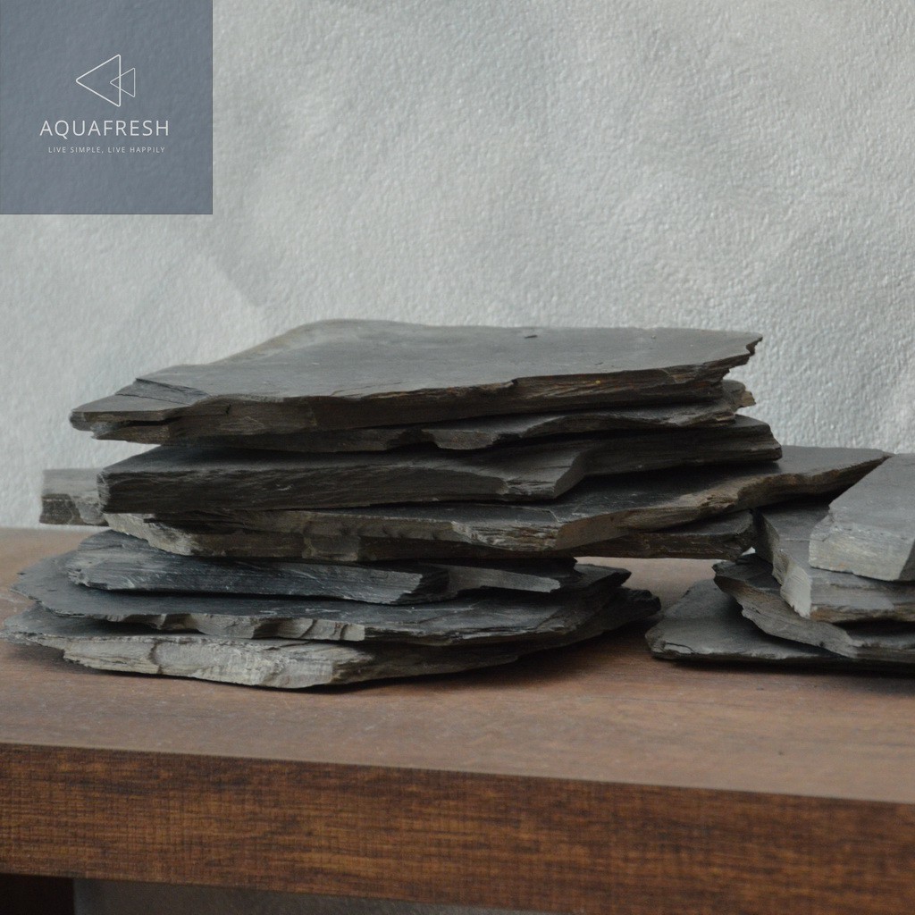 แผ่นหินกาบ (Slate plate) 1 แผ่น ใช้ตกแต่งตู้ปลา ตู้สัตว์เลี้ยง แต่งสวน เป็นพร็อพถ่ายรูป Display