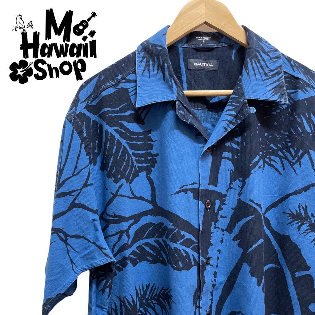 เสื้อฮาวายมือสอง-Hawaii Shirt สภาพดี ผ้า COTTON ป้ายแบรนด์ NAUTICA รอบอก 46นิ้ว