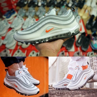 #Nike Air Max 97 Color: White/Cone-Metallic Silver