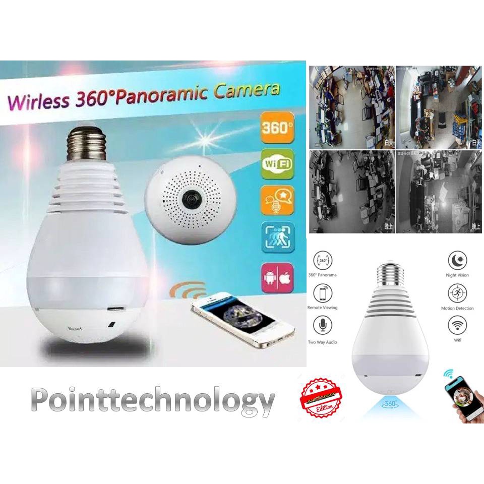 Cctv กล้อง IP อัจฉริยะ CCTV Fish Eye Lamp 360 องศา 1080P-2.0MP [V380]