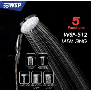 WSP ชุดหัวฝักบัวพร้อมสาย ปรับได้ 5 ระดับ LAEM SING รุ่น WSP-512 (สีโครม)