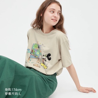 Uniqlo เสื้อยืดแขนสั้น พิมพ์ลาย Disney Mickey สําหรับผู้ชาย ผู้หญิง 445593S-5XL