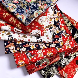 50x145 ซม.100% ผ้าฝ้ายผ้าลินินญี่ปุ่นกิโมโนร้อนปั๊มผ้าทองสําหรับ Patchwork Quilting ผ้า kain