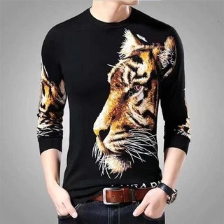 ##พร้อมส่ง#เสื้อผ้าแฟชั่นผู้ชาย เสื้อแขนยาวคอกลม(TSH-035)