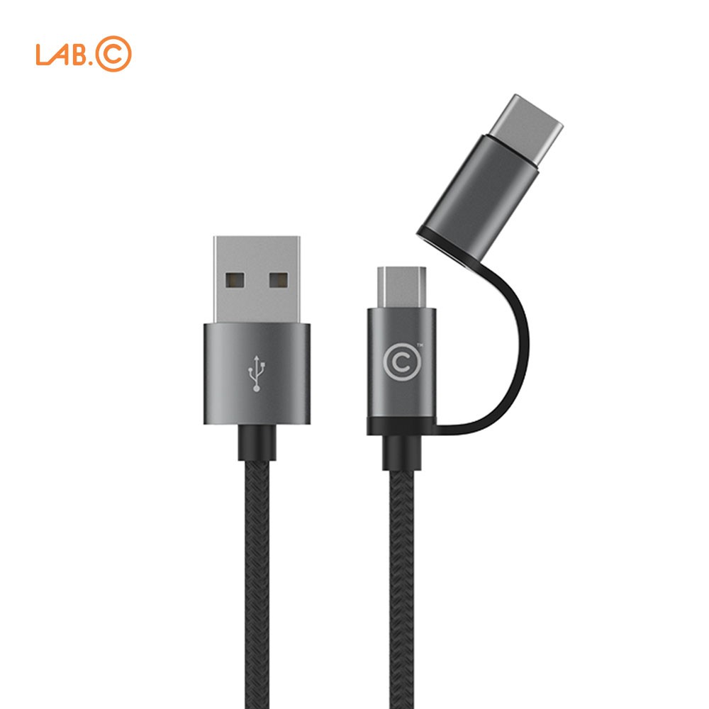 LAB.C สาย USB-C & Micro 5 Pin 2in1 Cable ยาว 1.2m / 3m - Space Grey