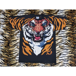 TIGER LIQUID BLUE OVP OVERPRINTลายเสือลิควิดบูล งานใหม่ทำเก่า สกรีนจมชัดคม ผ้า cotton100%