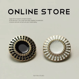 กระดุมโลหะ ทรงกลม คุณภาพสูง สีดํา และสีขาว สําหรับตกแต่งเสื้…