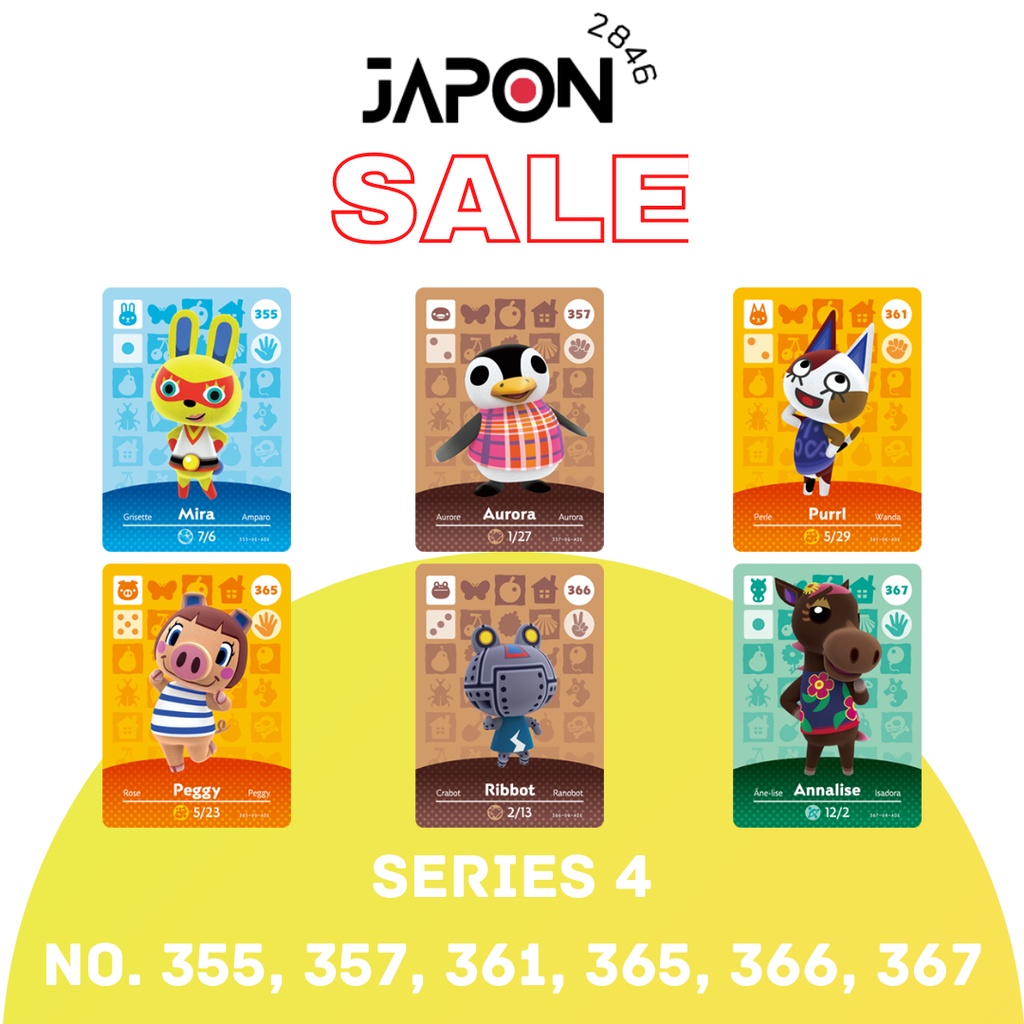 Animal Crossing Amiibo cards ของแท้ Series 4 No. 355, 357, 361, 365, 366, 367