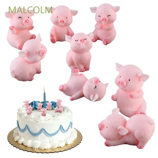 Malcolm โมเดลเรซิ่นรูปการ์ตูนหมูสีชมพูสําหรับตกแต่งบ้านตุ๊กตา 8 ชิ้น