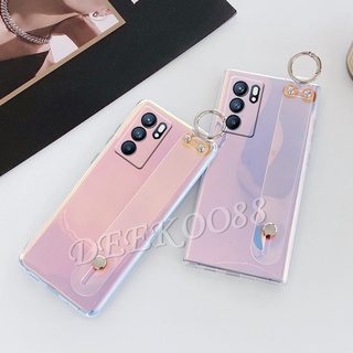 เคสโทรศัพท์ OPPO Reno6 Z Reno 5 6 Pro 5G Caisng with Wristband Purple Colorful Silicone Softcase Back Cover เคส Reno6Z Reno6 5G Phone Case