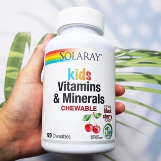 วิตามินและแร่ธาตุแบบเคี้ยว สำหรับเด็ก Kids Vitamins &amp; Minerals, Natural Black Cherry, 120 Chewables (Solaray®)