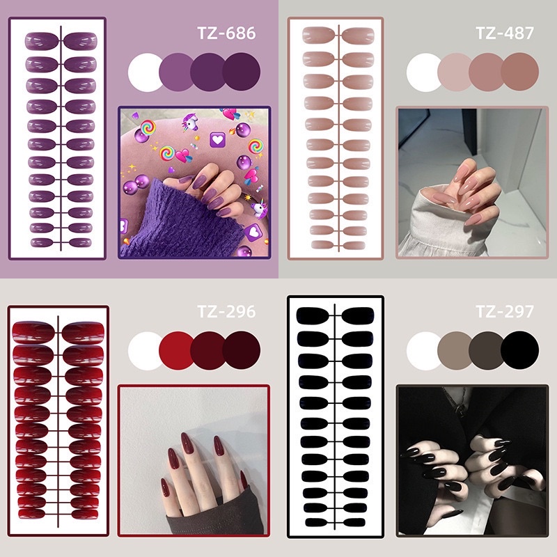 No1.เล็บแฟชั่น เล็บมือ เล็บปลอม ชนิดบาง 24 ชิ้น พร้อมส่งร้านไทย