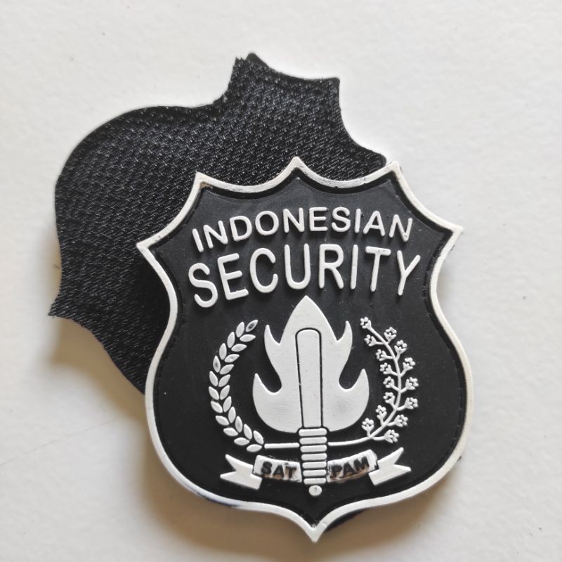 INDONESIAN SECURITY LOGO RUBBER PATCH BLACK BASE/SECURITY RUBBER EMBLEM PATCH
