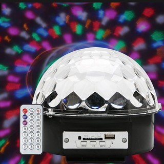 LED คริสตัลเมจิกบอลไฟเวทีไฟควบคุมเสียง MP3 หกสีเมจิกบอลแสง KTV บาร์สีสันสดใสเอฟเฟกต์ลูกเมจิกขนาดใหญ่