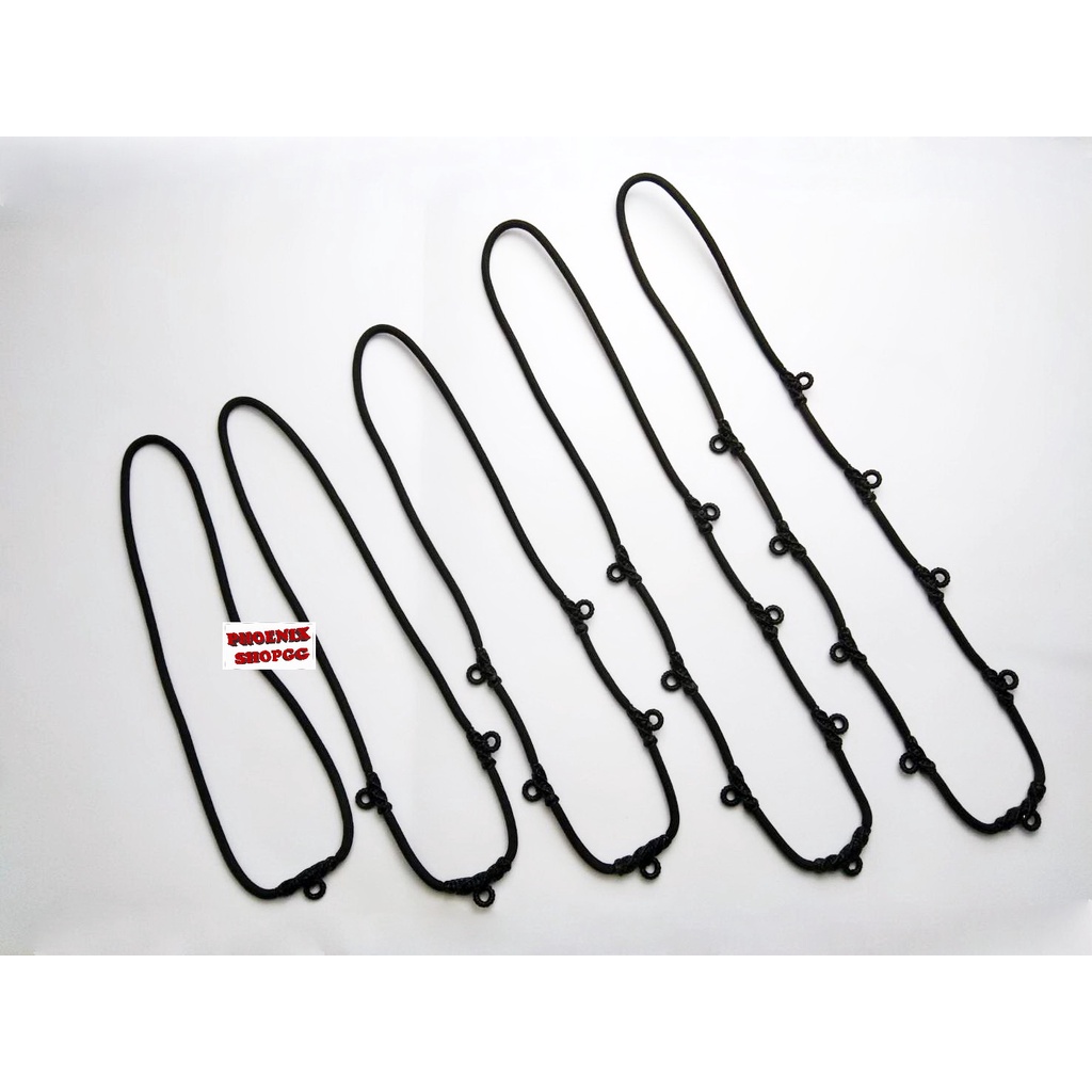 P12 สร้อยคอห้อยพระ เชือกร่มถัก สร้อยพระ 1,3,5,7,9 ห่วง * ยาว 18",20",22",24",26",28",29",30" สวมหัวได้หนา 4 มิล