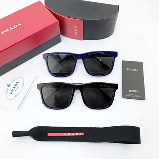 PRADA LINEA ROSSA SUNGLASSES แว่นกันแดด แบรนด์ปราด้า ทรงเหลี่ยม ขาแว่นแถบสีแดงโลโก้ กันแดด uv400