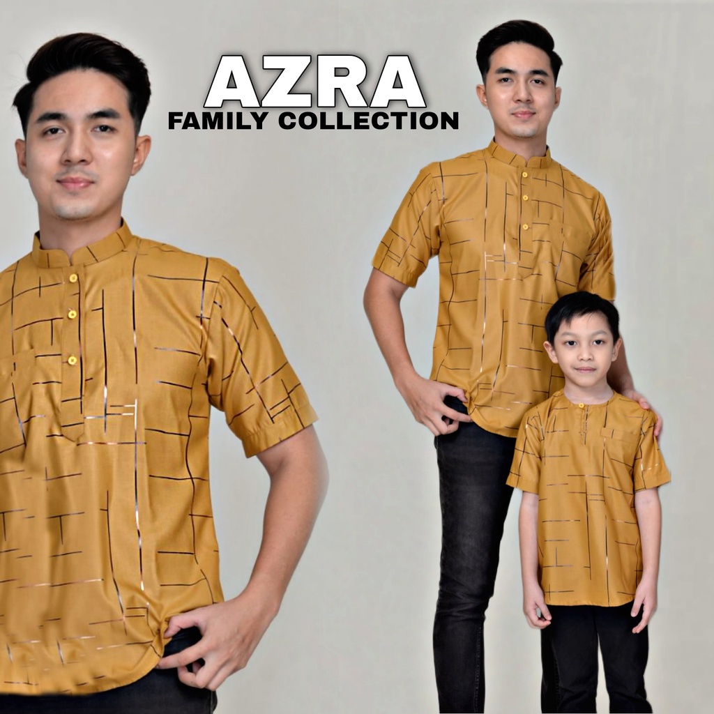 RAYA (BAJU KURTA BAPA) Baju Raya AZRA Collection EXCLUSIVE พิมพ์ฟอยล์ Osaka Cotton sedon keluarga Ba