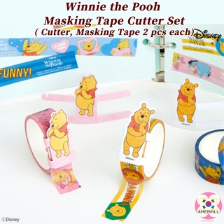 [Daiso Korea] Disney Winnie the Pooh Masking Tape Cutter Set ( Cutter, Masking Tape 2 pcs each) (15mm * 4M), sticker, diary decoration, photo card decoration