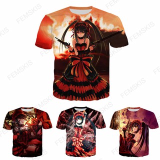 เสื้อยืดแขนสั้นพิมพ์ลาย Anime Date A Live แฟชั่นสำหรับผู้ชาย