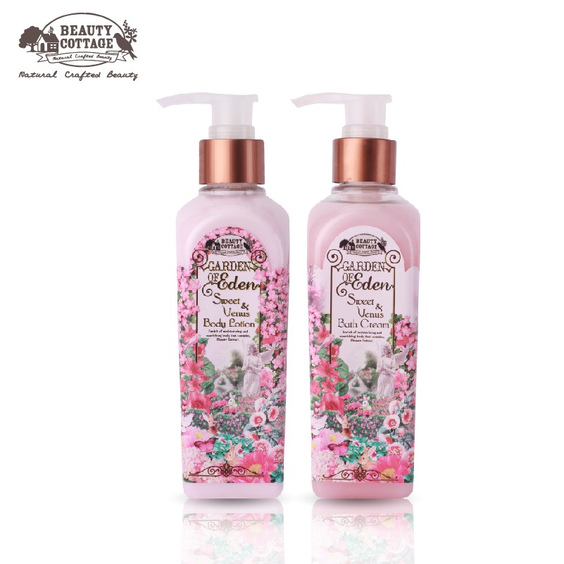 [ซื้อคู่ราคาพิเศษ] BEAUTY COTTAGE GARDEN OF EDEN SWEET&VENUS BODY LOTION+BATH CREAM การ์เด้นออฟอีเดน